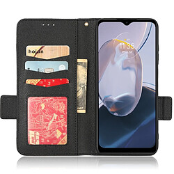 Etui en PU texture litchi, fermoir magnétique double avec support pour votre Motorola Moto E22 4G/Moto E22i 4G - noir