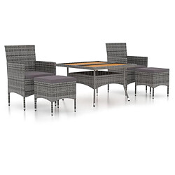 Maison Chic Ensemble de salle à manger de jardin 5 pcs,Table et chaises d'extérieur pour relax Résine tressée et acacia Gris -GKD228496