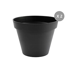 Lot de 2 Pots de fleur rond Toscane Ø 80 x H.66 cm Anthracite - Eda