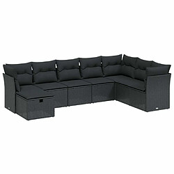 Maison Chic Ensemble Tables et chaises d'extérieur 8 pcs avec coussins,Salon de jardin noir résine tressée -GKD934030