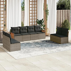 Maison Chic Salon de jardin 8 pcs avec coussins | Ensemble de Table et chaises | Mobilier d'Extérieur gris résine tressée -GKD91075