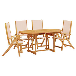 vidaXL Ensemble à manger de jardin 5pcs bois d'acacia solide textilène