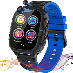 Chrono Montre Connectée pour enfants, garçons et filles - Montre Connectée pour enfants avec 15 jeux, appel SOS, lecteur de musique, caméra vidéo, appel, réveil, calculatrice, écran tactile, pour garçons et filles, étudiants(Bleu)