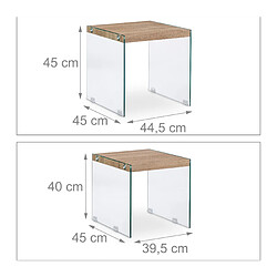 Helloshop26 Lot de 2 table basses gigogne bois pieds verre 13_0002486