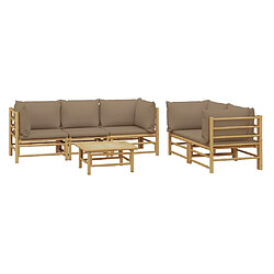 Avis Maison Chic Salon de jardin 6 pcs + coussins - Mobilier/Meubles de jardin - Table et chaises d'extérieur taupe bambou -MN50325