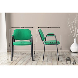 Decoshop26 Chaise visiteur avec accoudoirs intégrés zone d'attente en tissu vert piètement à 4 pieds en métal noir 10_0003388