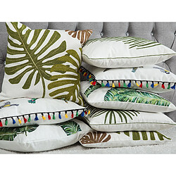 Beliani Lot de 2 coussins DIANELLA 45 x 45 cm Motif de plante Vert foncé