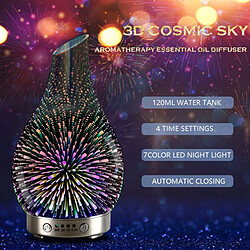 Avis Universal Feu d'artifice 3D Forme de vase de verre Diffuseur d'arôme Fournitures de bureau Diffuseur d'huile essentielle Fabricant de brume Humidificateur à ultrasons avec lumière LED | Humidificateur