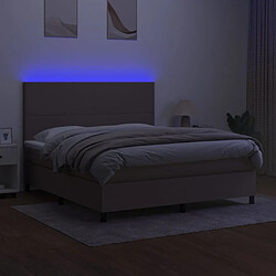 Avis vidaXL Sommier à lattes de lit et matelas et LED Taupe 160x200cm Tissu