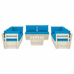 Avis Maison Chic Salon de jardin palette 9 pcs avec coussins - Table et chaises d'extérieur - Mobilier/Meubles de jardin Moderne épicéa imprégné -MN43715