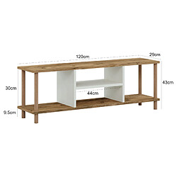 Helloshop26 Meuble TV avec espace de rangement 43 x 120 x 29 cm effet bois / blanc 03_0007886