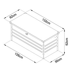 AXI Miles Coffre de jardin en Métal - 400L, Anthracite - Coffre de rangement extérieur avec fond et serrure - Meuble Exterieur Rangement Outils de Jardinage, Coussins - 132x60x62cm pas cher