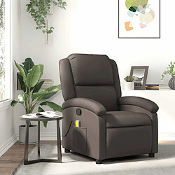 Maison Chic Fauteuil Relax pour salon, Fauteuil inclinable de massage marron foncé cuir véritable -GKD42956