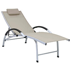 Helloshop26 Transat chaise longue bain de soleil lit de jardin terrasse meuble d'extérieur aluminium textilène crème 02_0012258