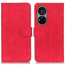 Etui en PU texture rétro, fermeture magnétique avec support pour votre ZTE Blade V40s - rouge