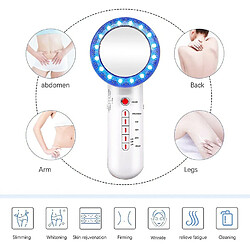 Chrono 6 en 1 Appareil Minceur, Massager Ultrasonique pour Visage et Corps EMS LED Dispositif de raffermissement ionique(Blanc)