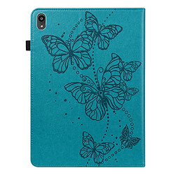 Etui en PU motif papillon avec support et porte-cartes bleu pour votre Lenovo Tab P11 (2020) 11 pouces TB-J606F/J606X