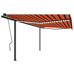 Maison Chic Auvent manuel rétractable,Store manuel de porte avec LED 4,5x3 m Orange et marron -GKD66881