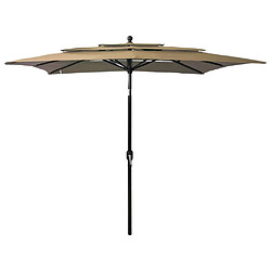 ComfortXL Parasol à 3 Niveaux Avec Mât En Aluminium Taupe 2,5x2,5 M