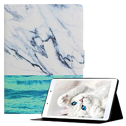 Etui en PU Porte-cartes à motif marbré blanc/bleu pour votre Samsung Galaxy Tab A7 Lite 8.7 pouces T220/T225