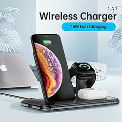 Acheter Chrono Chargeur sans Fil 4 en 1 Chargeur Induction Chargeur Apple Certification Qi Station de Chargeur Compatible with Apple Watch 6/5/4/3/2/1/SE,iPhone12/11 Pro/XS Max,Huawei P30, AirPods Pro,(noir)