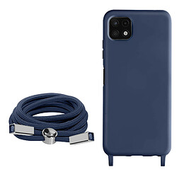 Avizar Coque Cordon Samsung Galaxy A22 5G Semi-rigide Lanière Tour du Cou 80cm Bleu