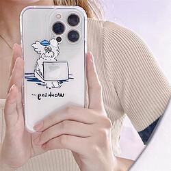 GUPBOO Étui pour iPhone12 Étui de téléphone de dessin animé de chien bouclé de travail Silicone Transparent