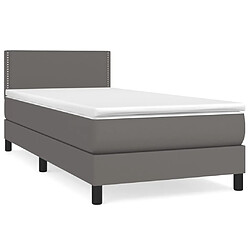 vidaXL Sommier à lattes de lit avec matelas Gris 90x190 cm Similicuir