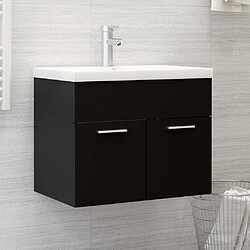 vidaXL Armoire d'évier avec lavabo intégré Noir Aggloméré