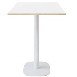 Restootab Mange-debout 60x60cm - modèle Round pied blanc blanc chants bois 