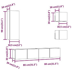 vidaXL Ensemble de meubles TV 5 pcs Sonoma gris Bois d'ingénierie pas cher