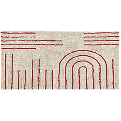 Beliani Tapis en coton 80 x 150 cm beige et rouge TIRUPATI