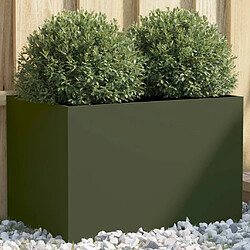 Maison Chic Jardinière,Bac à fleurs - pot de fleur vert olive 62x40x39 cm acier laminé à froid -GKD11508