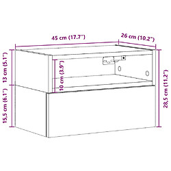 vidaXL Table de chevet murale chêne fumé 45x26x28,5 cm pas cher