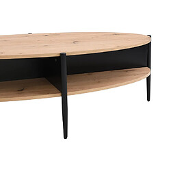 Acheter Vente-Unique Table basse ovale avec 4 niches en MDF et métal - Naturel clair et Noir - EVARO