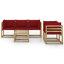 Avis Maison Chic Salon de jardin 6 pcs + coussins - Mobilier/Meubles de jardin - Table et chaises d'extérieur rouge bordeaux -MN94904