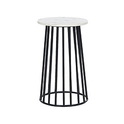 Beliani Table d'appoint en marbre blanc et noir TAREE