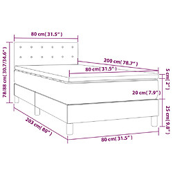 vidaXL Sommier à lattes de lit avec matelas et LED Gris foncé 80x200cm pas cher