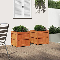 Avis Maison Chic Lot de 2 Jardinières,Bac à fleurs - pot de fleur cire marron bois de pin massif -GKD50769