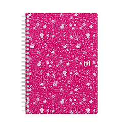 Cahier spirale Oxford Flowers A5 14,8 x 21 cm petits carreaux 120 pages - Lot de 5