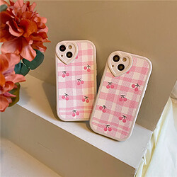 GUPBOO Étui pour iPhone13ProMax Plaid Fille Coque Téléphone Rose Cerise