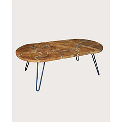 UNIQKA Carmen - Table basse ovale en puzzle de teck