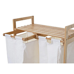 Decoshop26 Panier à linge trieur à linge en bambou 2 compartiments 74x64x33cm 70l blanc 04_0001293