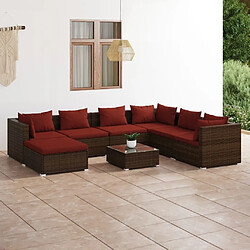 Maison Chic Salon de jardin 8 pcs + coussins - Mobilier/Meubles de jardin - Table et chaises d'extérieur résine tressée marron -MN90631