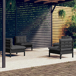 vidaXL Salon de jardin 4 pcs avec coussins anthracite Bois de pin