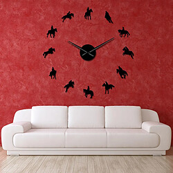 Horloge Murale Bricolage 3D Moderne Miroir Autocollant Maison Bureau Décoration Horloges Noir