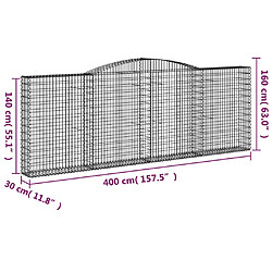 Acheter vidaXL Panier de gabions arqué 400x30x140/160 cm Fer galvanisé