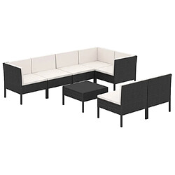 vidaXL Salon de jardin 8 pcs avec coussins résine tressée noir