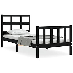 Maison Chic Cadre/structure de lit avec tête de lit pour adulte - Lit Moderne Chambre noir petit simple bois massif -MN38259