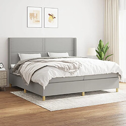 Maison Chic Lit Adulte - Lit simple Lit à sommier tapissier avec matelas moelleux - Meuble de Chambre - Gris clair 200x200cm Tissu -MN59348